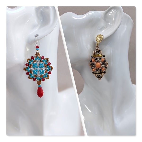 Boucles d'oreilles en perles, style Aztèque, Maya et Inca