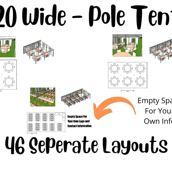 20' Wide Pole Tent Diagrams 46 Unique Layouts