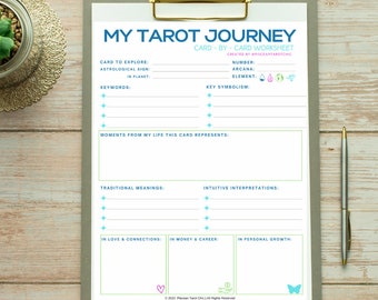 Printable Tarot Worksheet / Journal Page , 8x10 Printable Template, Learn Tarot and Oracle Cards, PDF Digital Instant Download