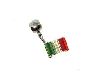 Italian flag charm Pandorafit, bandiere Italia, charm tricolore, Italy braceletcharm, charm bracelet flag Italy, green white red flag charm