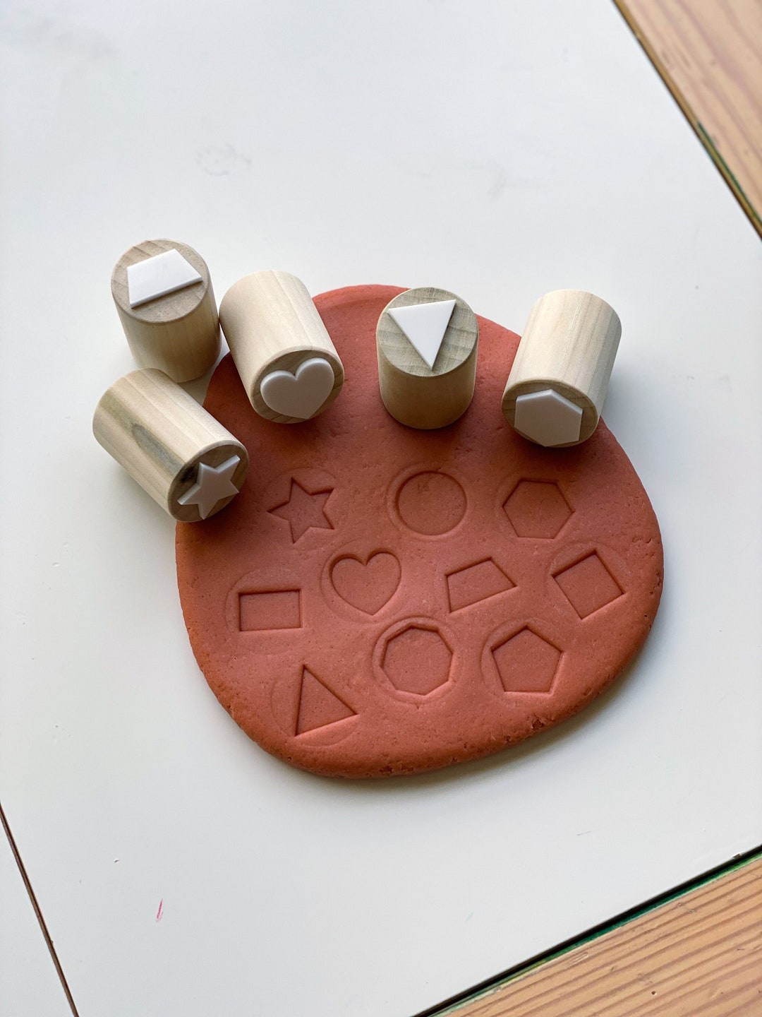 Shape Playdough Stamps Wood Playdoh Stamps Playdoh Stamp Etsy