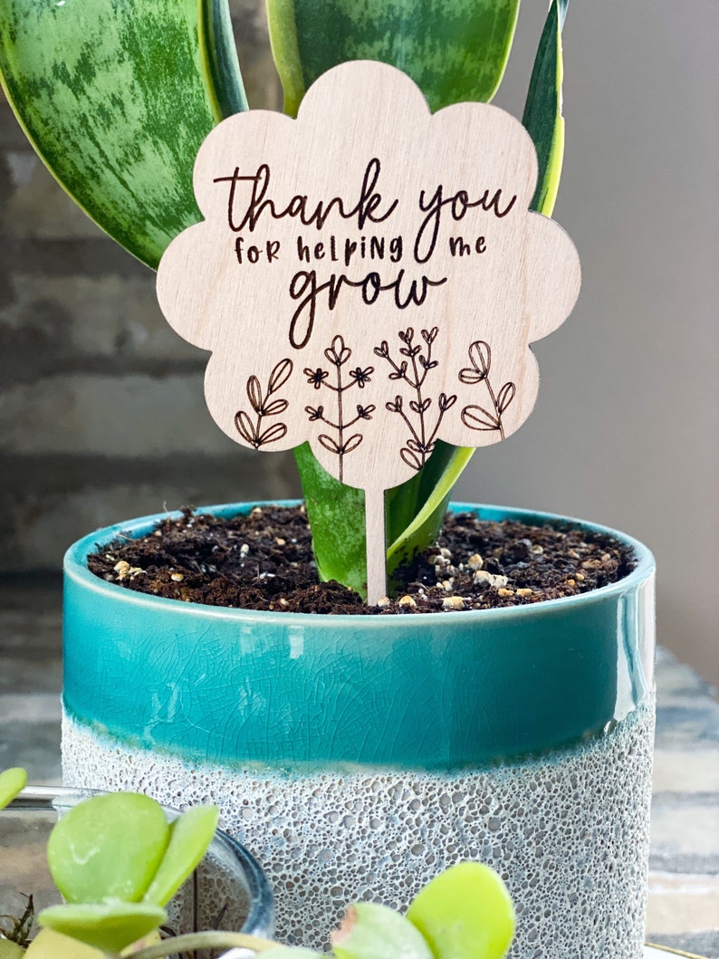 Teacher plant stake, teacher appreciation gift, end of year gift, Mothers Day gift, thanks for helping me grow, grandma gift image 5