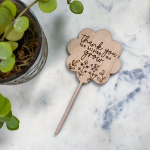 Teacher plant stake, teacher appreciation gift, end of year gift, Mothers Day gift, thanks for helping me grow, grandma gift image 6