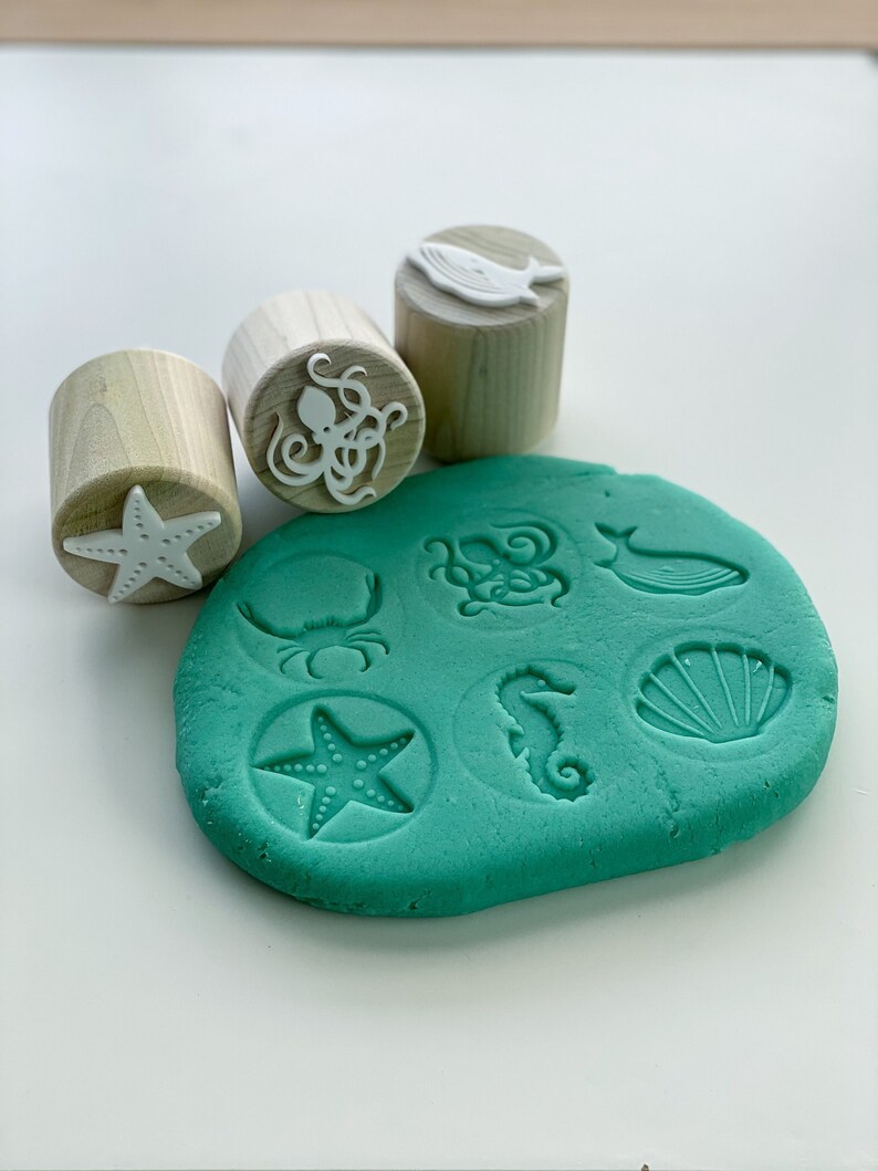 Sea Animal Playdough Stamps Wood Playdoh Stamp Ocean Playdoh Etsy