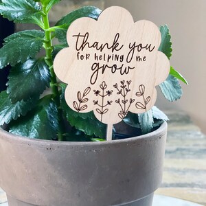 Teacher plant stake, teacher appreciation gift, end of year gift, Mothers Day gift, thanks for helping me grow, grandma gift image 7