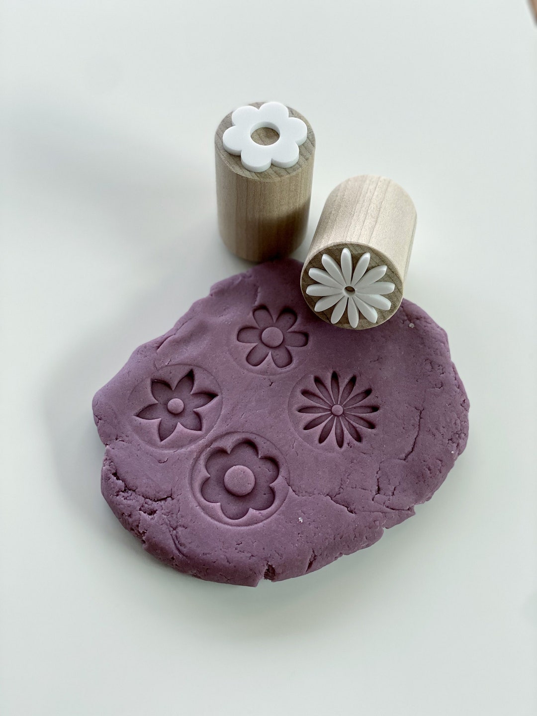 Flower Playdough Stamps, Wood Playdoh Stamps, Playdoh Stamp, Spring