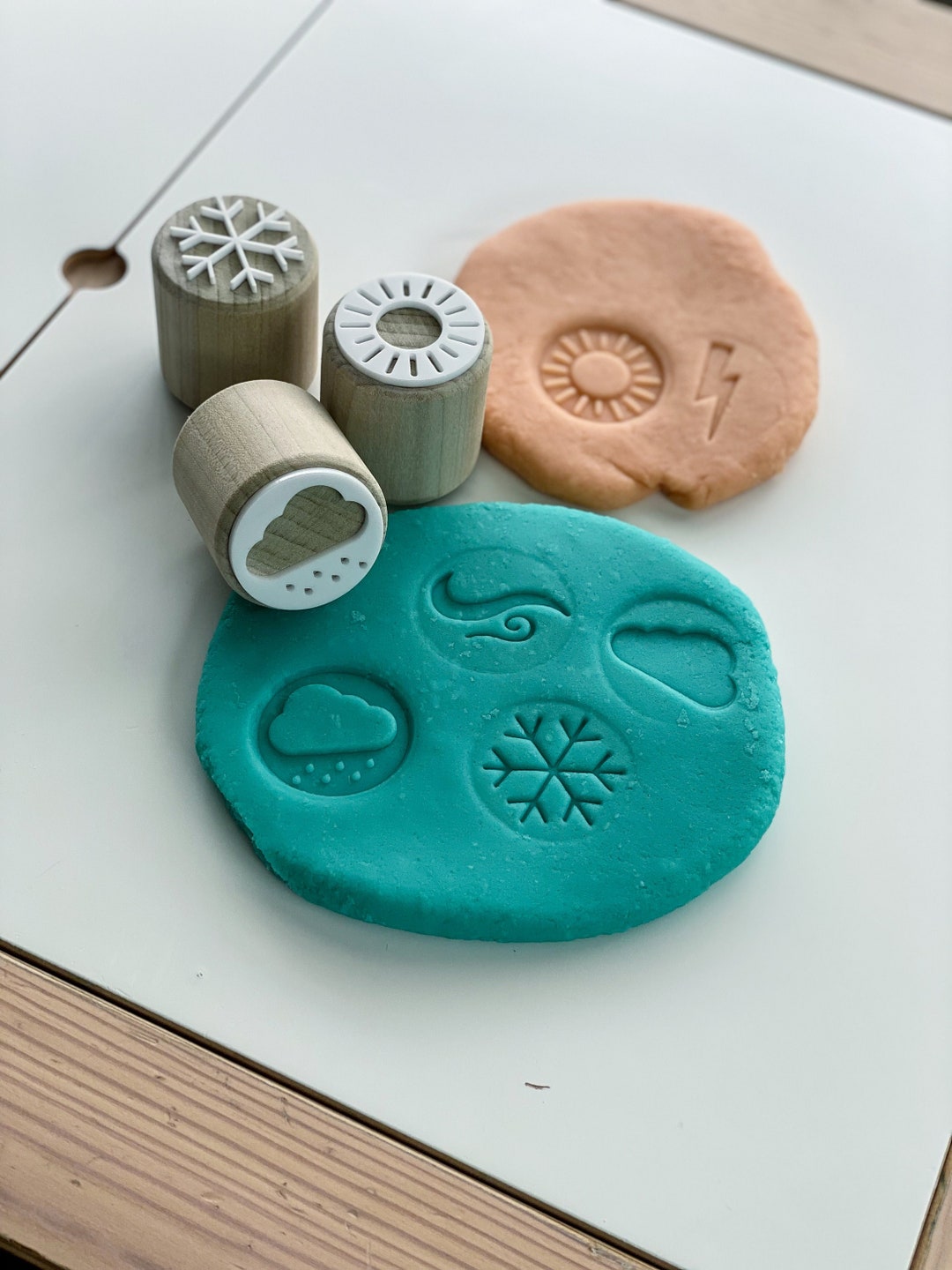 Weather Playdough Stamps Wood Playdoh Stamp Weather Playdoh Etsy