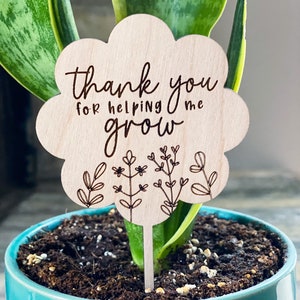 Teacher plant stake, teacher appreciation gift, end of year gift, Mothers Day gift, thanks for helping me grow, grandma gift image 8