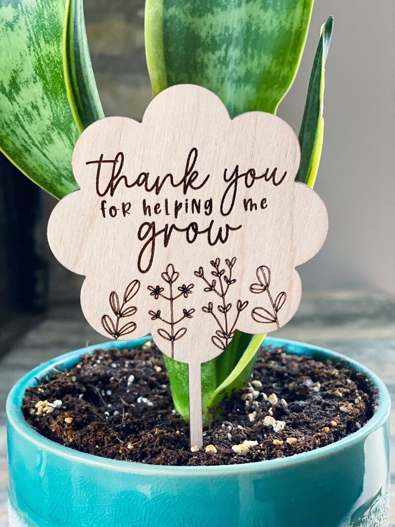 Teacher plant stake, teacher appreciation gift, end of year gift, Mothers Day gift, thanks for helping me grow, grandma gift image 8