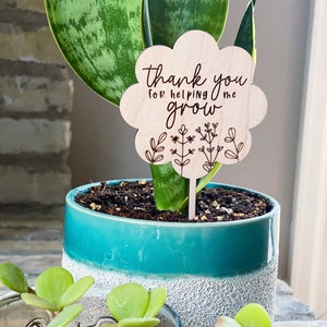 Teacher plant stake, teacher appreciation gift, end of year gift, Mothers Day gift, thanks for helping me grow, grandma gift image 10