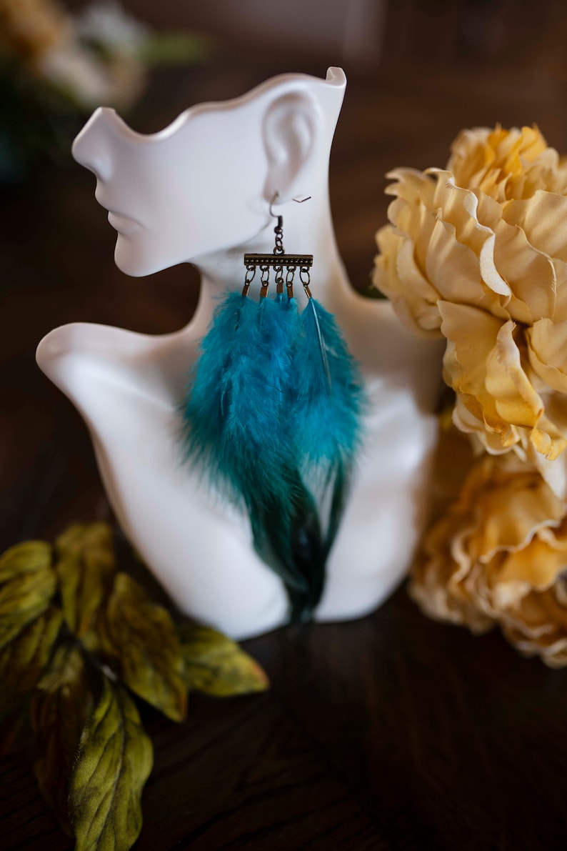 Teal Feather earrings