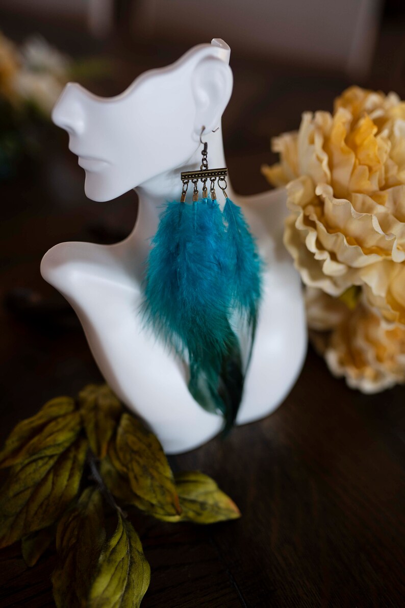 Teal Feather earrings