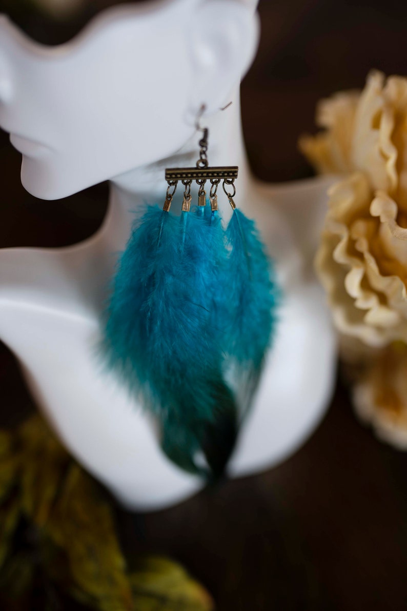 Teal Feather earrings