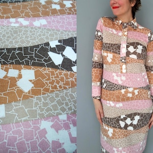 Vintage Rodier Paris Französisches Gestricktes Twiggy Stil Kleid Gr. Klein / Medium