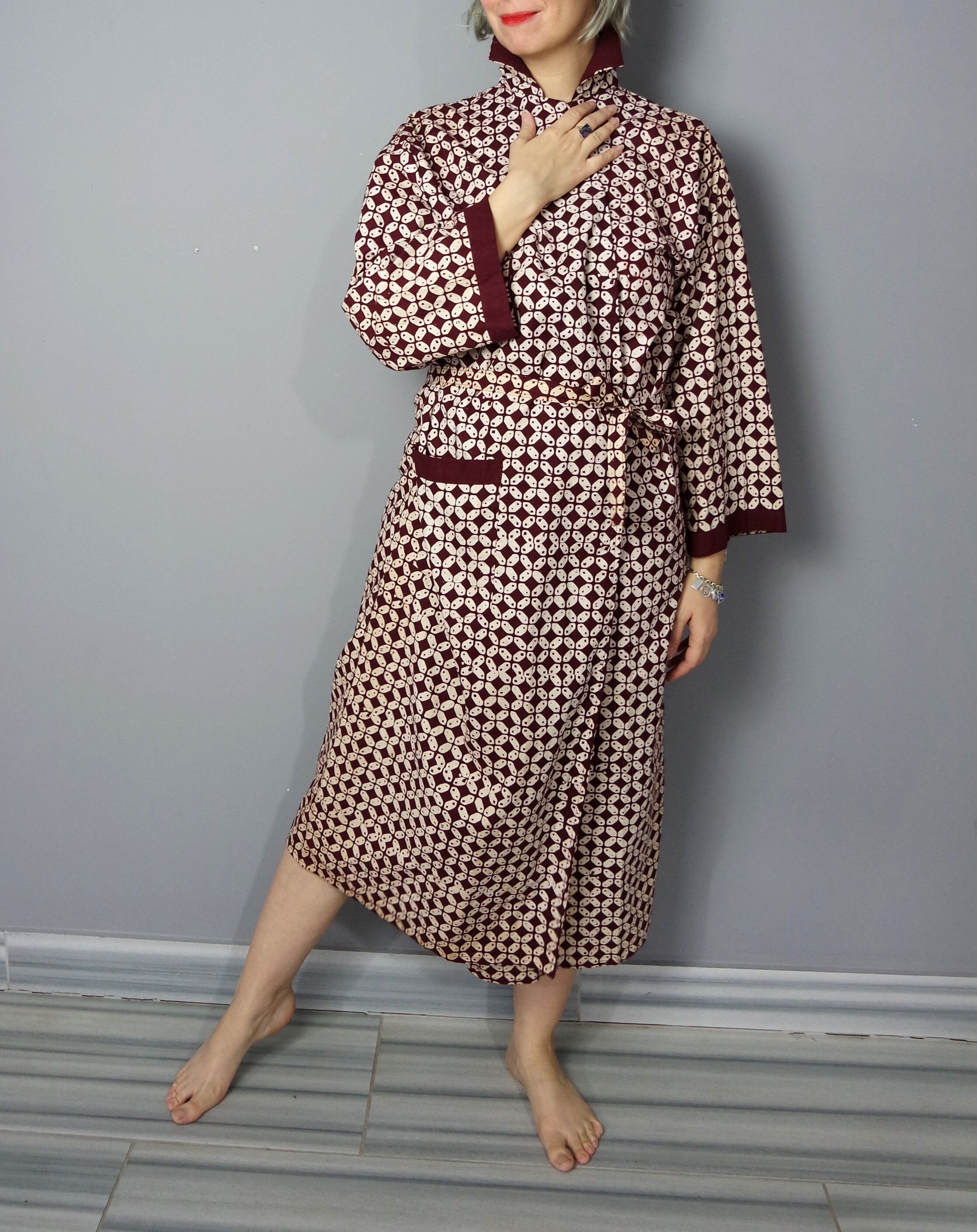 Rare Vintage Traditional Batik Robe With Geometric Print / - Etsy