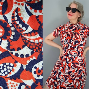 Vintage Novelty Psychedelic Scandinavian Marimekko Print Mini Cotton Dress Size XS / S