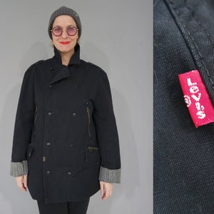 Vintage Levi&#39;s Schwarz Unisex Baumwolljacke Mantel Größe L in ausgezeichnetem Zustand