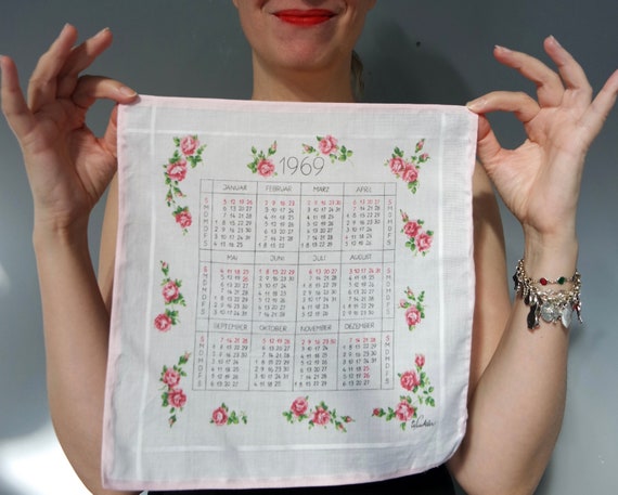 Vintage Winkler Calendar 1969 Handkerchief / Hankie - Etsy