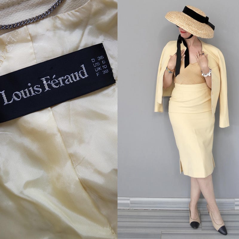 Jupe Crayon Bleue LOUIS FERAUD - Taille 38 - En Rayonne - Occasion Très Bon État