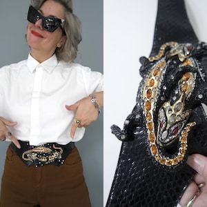 1980-tals Lizzard Jewelled Shield-bälte med hög midja Stranger Things / Madonna / Lady Gaga / Chapel Roan-stil
