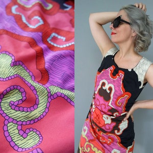 LEONARD Paris Style Vintage Azteken Print Midi Kleid / Größe S / M