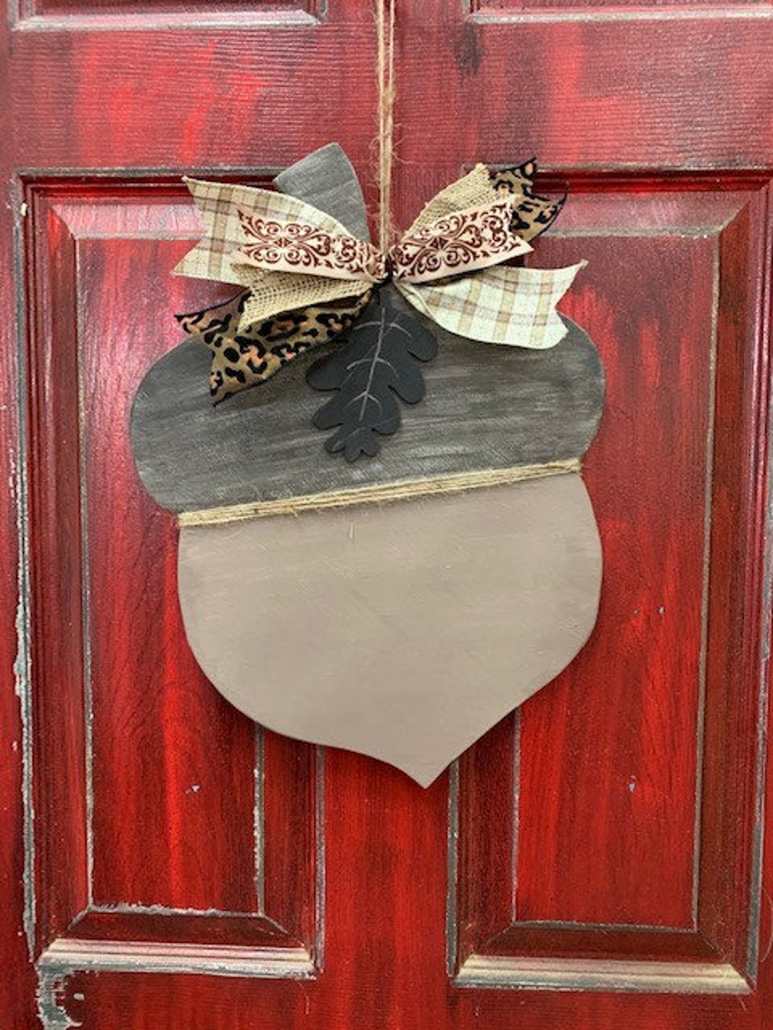 Fall Wood Door Hanger Rustic Acorn Door Hanger Etsy