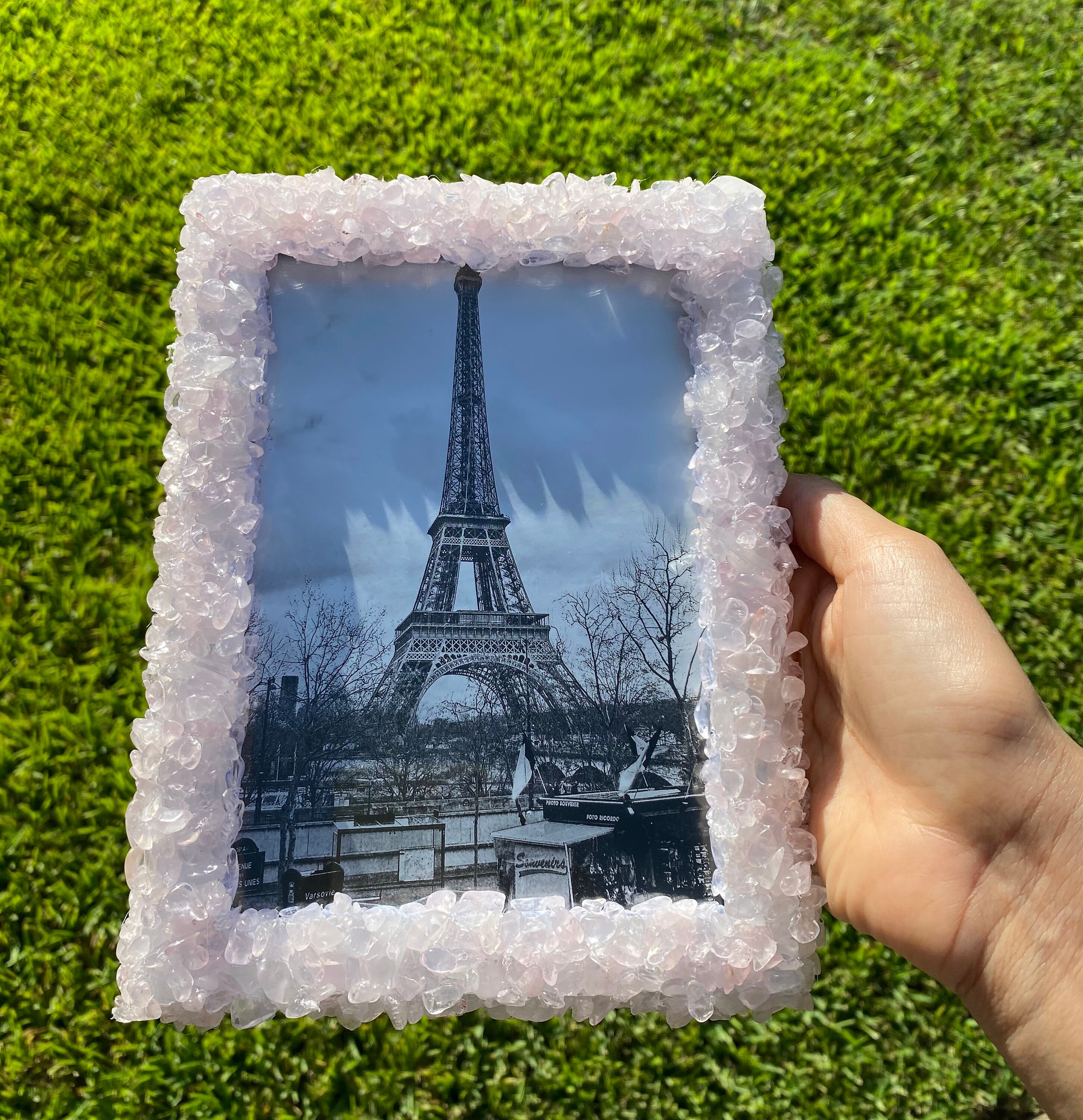 Rose quartz crystal picture frame Etsy