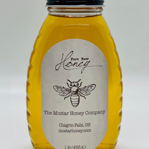 Pure Ohio honey, pure honey, raw honey, delicious honey, sturdy 1 lb. glass jar, screw on lid, natural food gift