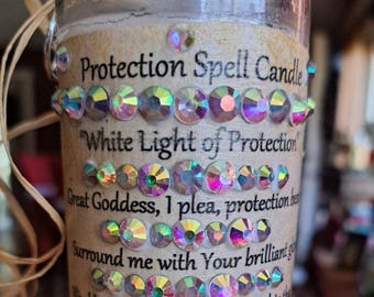Negativity Shield-Protection, White Light of Protection Spell Candle, Full Moon Anointed Just For You