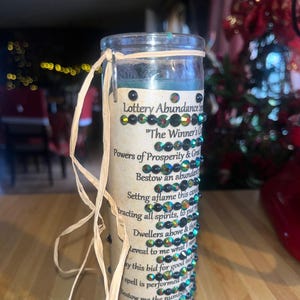 Lottery WIN &quot;Winner&#39;s Circle&quot; Spell Candle w Crystals/Rhinestones, See, Believe, Receive. Full Moon Anointed Just for You