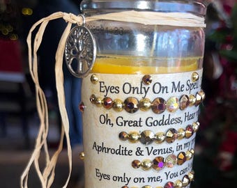 Eyes Only for Me Spell Candle, Full Moon Ritual Candle with Crystals