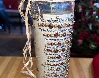 Abundant GOOD FORTUNE Spell Candle, Full Moon Anointed Just for You, Witch City, USA