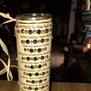 HAPPINESS Be Mine Spell Candle, Be HAPPY Happy Happy, Full Moon Anointed Just For You, Witch City, USA