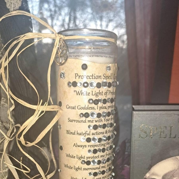Negativity Shield-Protection Spell Candle-Surround Yourself with the White Light of Protection, Full Moon Anointed Just For You