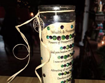 Wealth and Prosperity Spell Candle, Full Moon Anointed Just For You
