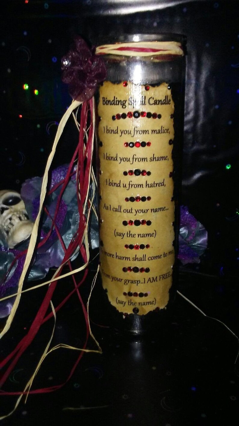 Binding/banishing Spell Candle W Raffia Full Moon Annointed Etsy
