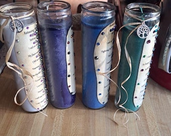 4-Spell Candles, Combined Ship, Full Moon Anointed 8" Ritual Crystal Deco Candles