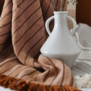 Decorative Linen Bed Cover - Blanket - Bed Runner -Bed Cover, fringes  240 x 260 cm/180x240