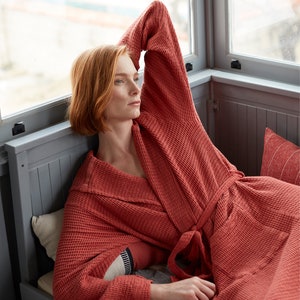 Waffle Bamboo/Cotton  Hooded Bathrobe -Eco Friendly