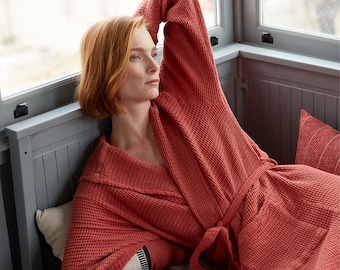 Waffle Bamboo/Cotton  Hooded Bathrobe -Eco Friendly