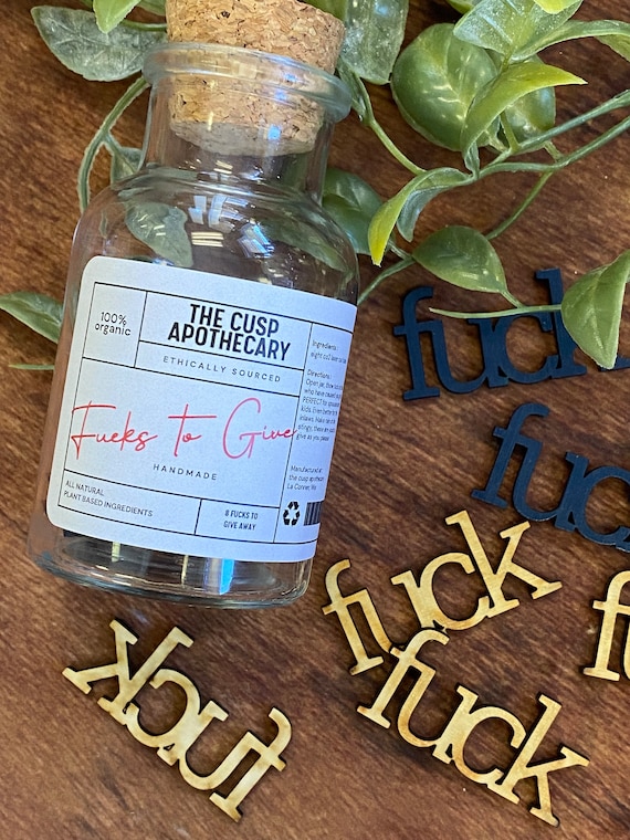 Adult humor gag gift fucks to give away organic ethically sourced handmade wooden cuts in glass jr with silly funny tag