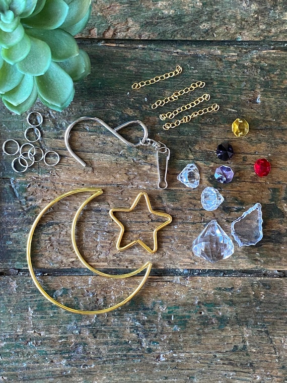 DIY suncatcher kit with rainbow making prism and sparkling gems choice of color and ring shape in this kid friendly beautiful art and craft
