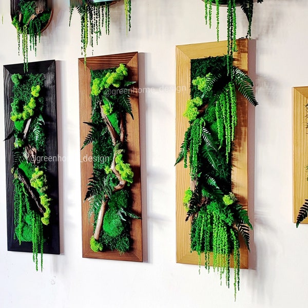 Wall moss art, Wooden decor, Vertical garden, Preserved moss, Living moss wall art, Moss decoration,Wall decor, Green wall