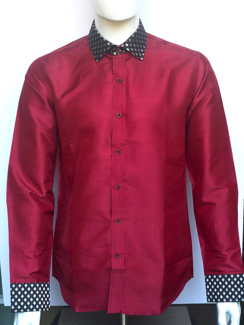 men's red formal shirt