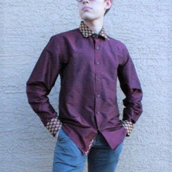Formal Mens Silk Shirt Dress Shirt Men 