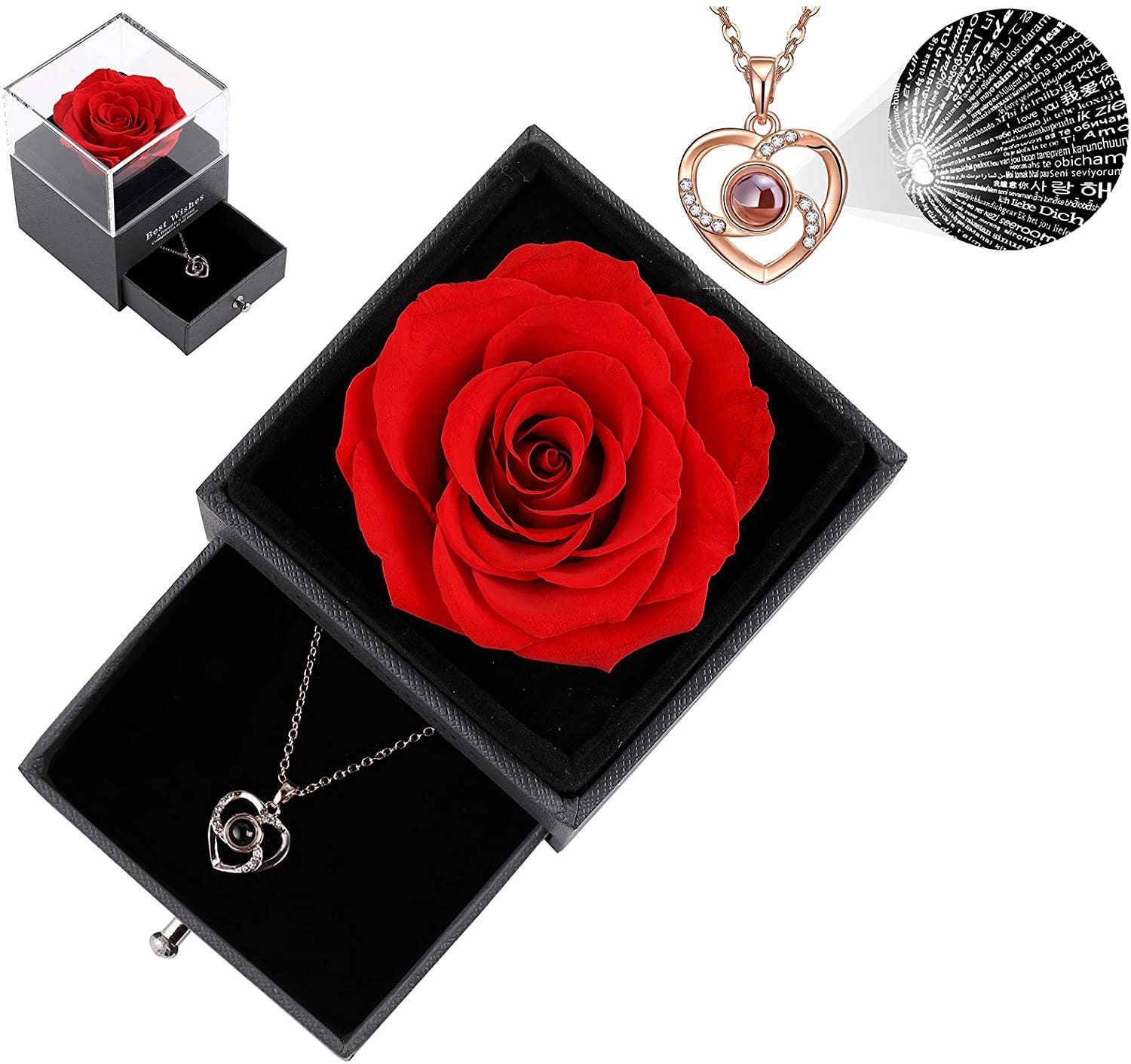 Say I Love You in 100 Languages Eternal Rose Jewelry Box Etsy