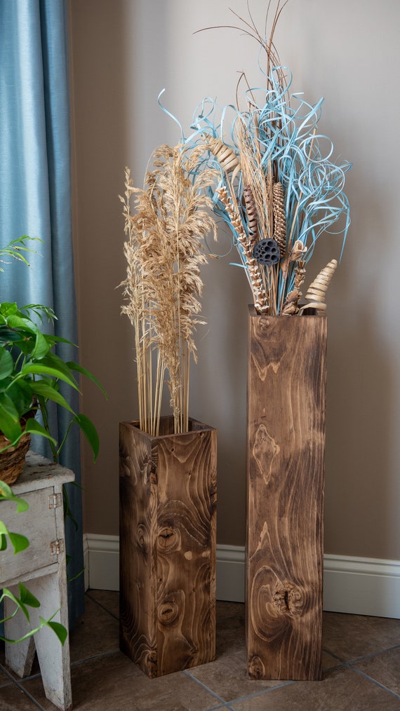 12 Wood Floor Vase/rustic Floor Vase/wedding Decor Etsy