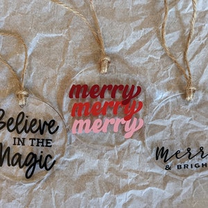 Christmas Stocking Tags, Gift Tags, Acrylic Tags, Acrylic Gift Tags, Christmas Ornaments, Acrylic Christmas Ornaments, PERSONALIZED TAGS