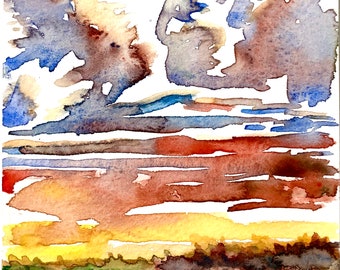 Addison at Dusk, Watercolor