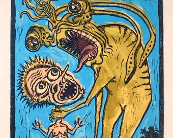 Octopus Man Eats Small Child (Color Proof II)